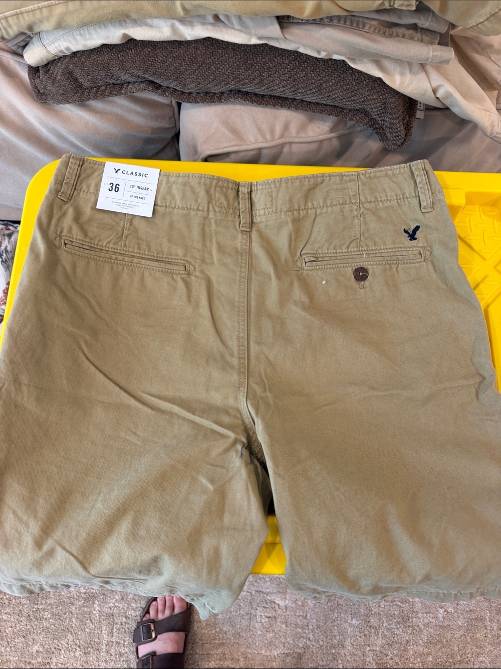 American Eagle Outfitters Men’s Chino Shorts in khaki.